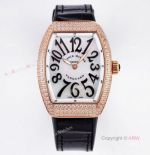 Replica 32mm Franck Muller Vanguard Rose Gold White Pearl Dial With Diamonds Watch For Women